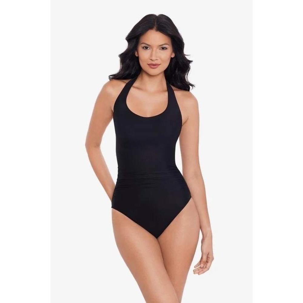 Miraclesuit Rock Solid Utopia One Piece Swimsuit 10 Black NWT